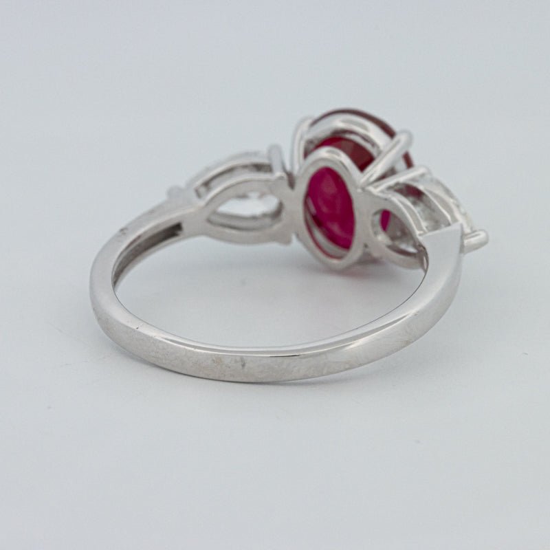 2.33 CT Red Ruby Trilogy Ring (LG) - ZIZOV DIAMONDS