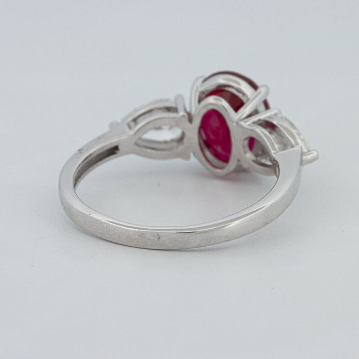 2.33 CT Red Ruby Trilogy Ring (LG) - ZIZOV DIAMONDS
