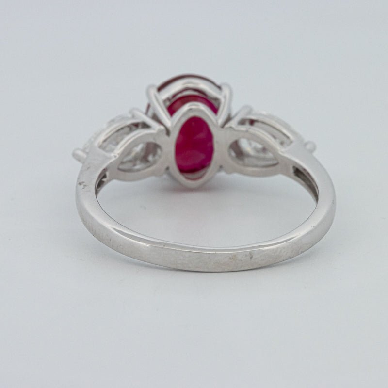 2.33 CT Red Ruby Trilogy Ring (LG) - ZIZOV DIAMONDS