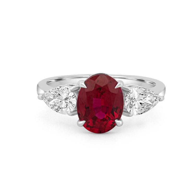 2.33 CT Red Ruby Trilogy Ring (LG) - ZIZOV DIAMONDS