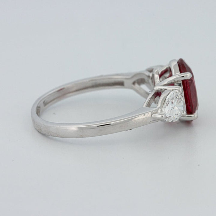 2.33 CT Red Ruby Trilogy Ring (LG) - ZIZOV DIAMONDS
