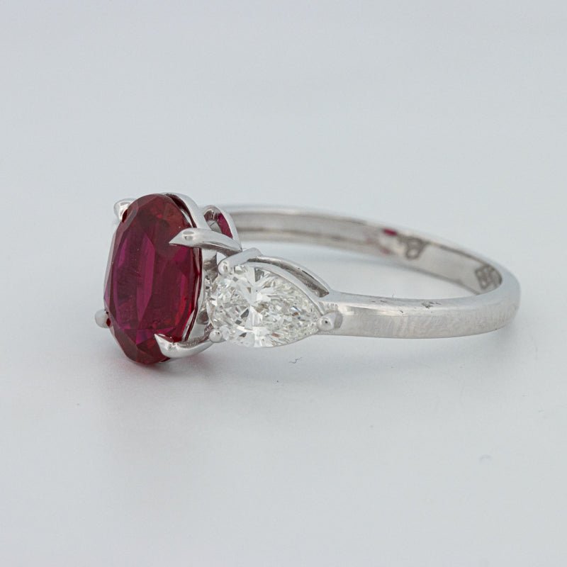 2.33 CT Red Ruby Trilogy Ring (LG) - ZIZOV DIAMONDS