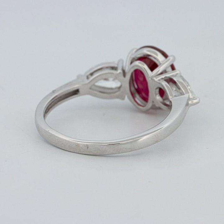 2.33 CT Red Ruby Trilogy Ring (LG) - ZIZOV DIAMONDS
