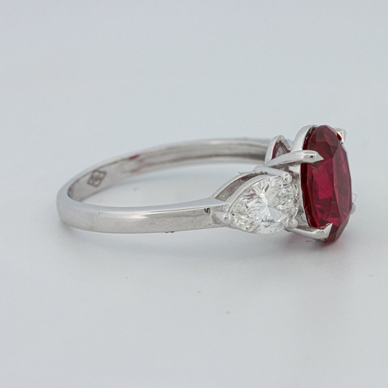2.33 CT Red Ruby Trilogy Ring (LG) - ZIZOV DIAMONDS