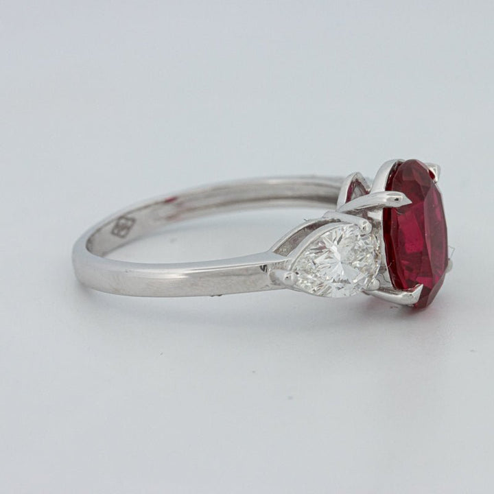 2.33 CT Red Ruby Trilogy Ring (LG) - ZIZOV DIAMONDS