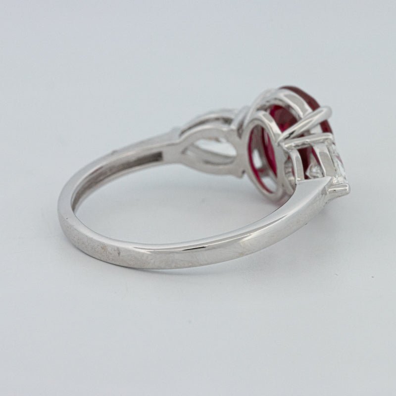 2.33 CT Red Ruby Trilogy Ring (LG) - ZIZOV DIAMONDS