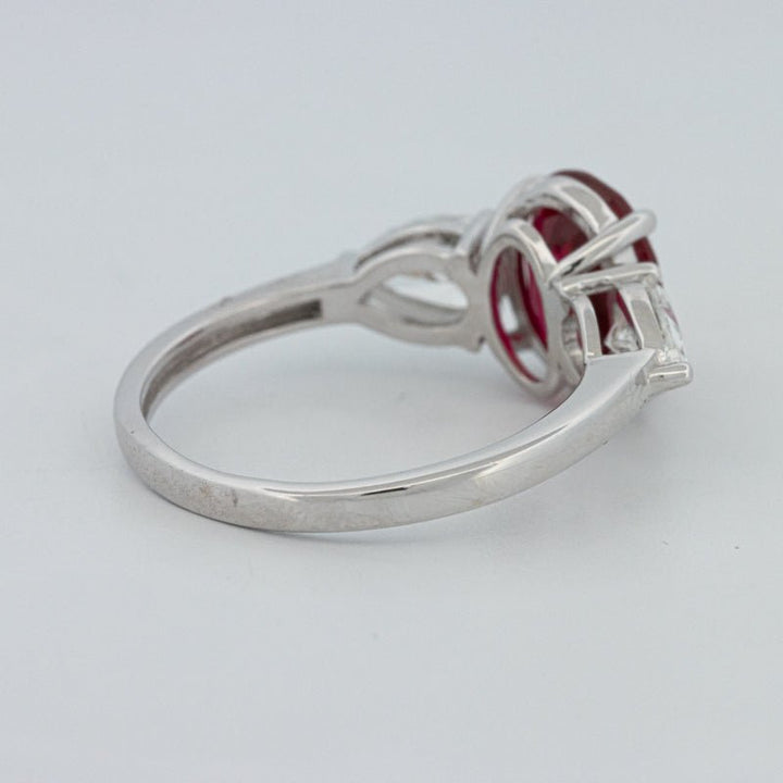 2.33 CT Red Ruby Trilogy Ring (LG) - ZIZOV DIAMONDS