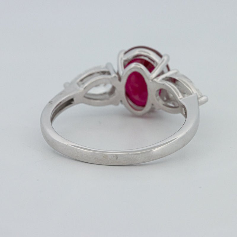 2.33 CT Red Ruby Trilogy Ring (LG) - ZIZOV DIAMONDS