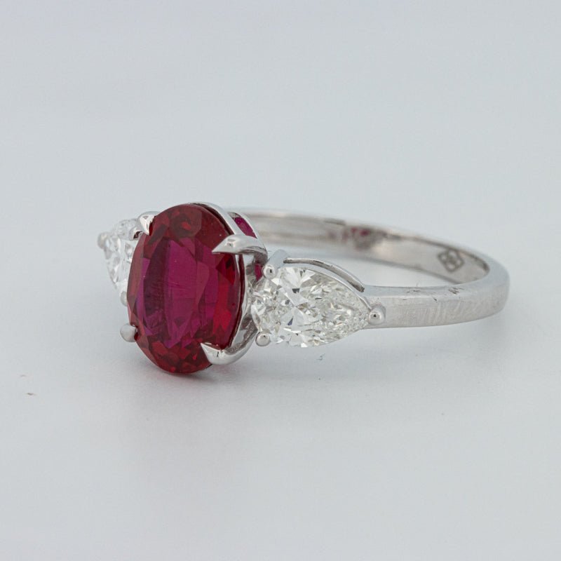 2.33 CT Red Ruby Trilogy Ring (LG) - ZIZOV DIAMONDS