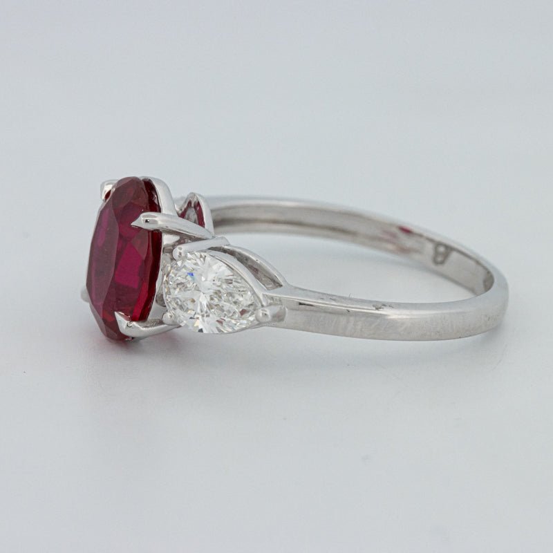2.33 CT Red Ruby Trilogy Ring (LG) - ZIZOV DIAMONDS