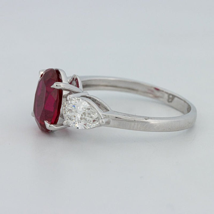 2.33 CT Red Ruby Trilogy Ring (LG) - ZIZOV DIAMONDS