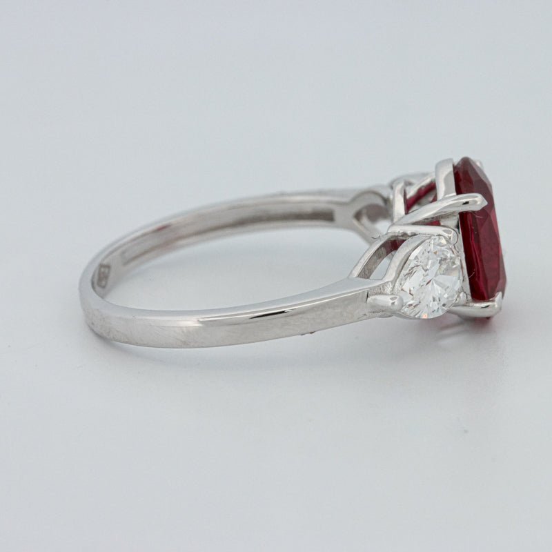 2.33 CT Red Ruby Trilogy Ring (LG) - ZIZOV DIAMONDS