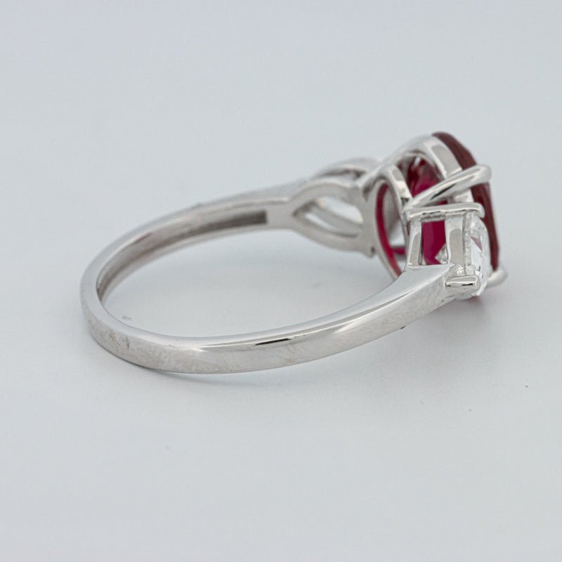2.33 CT Red Ruby Trilogy Ring (LG) - ZIZOV DIAMONDS