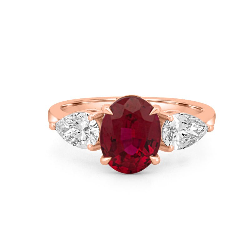 2.33 CT Red Ruby Trilogy Ring (LG) - ZIZOV DIAMONDS