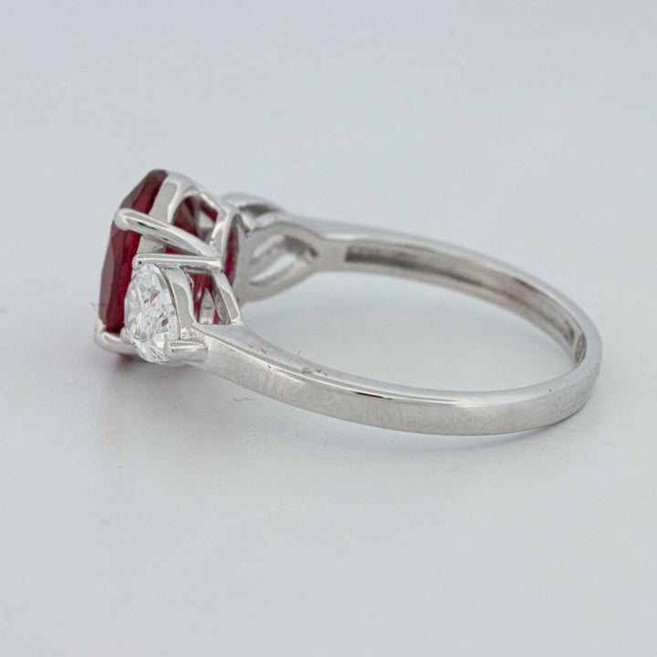 2.33 CT Red Ruby Trilogy Ring (LG) - ZIZOV DIAMONDS
