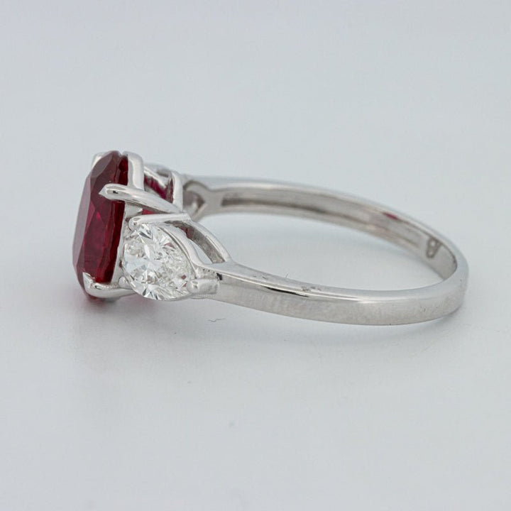 2.33 CT Red Ruby Trilogy Ring (LG) - ZIZOV DIAMONDS