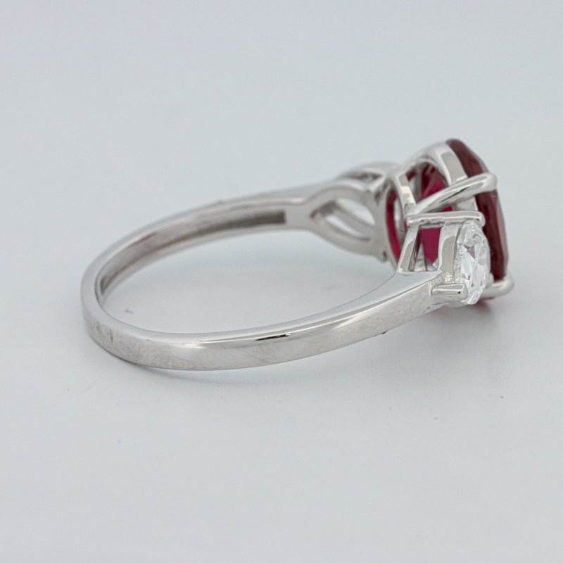2.33 CT Red Ruby Trilogy Ring (LG) - ZIZOV DIAMONDS