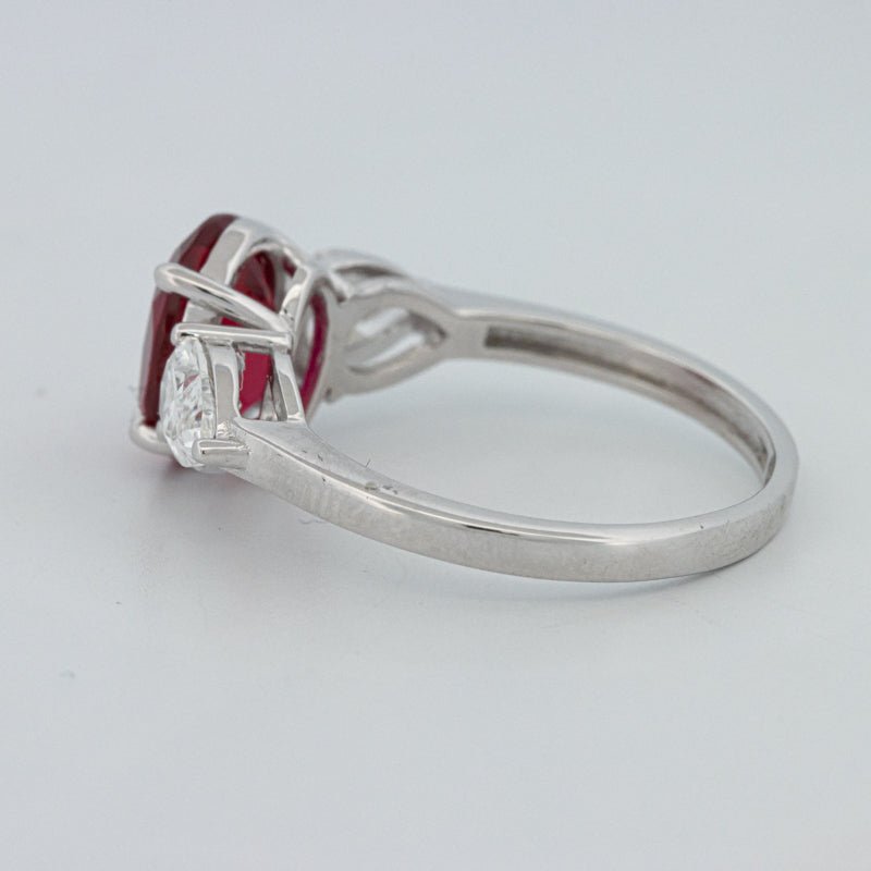 2.33 CT Red Ruby Trilogy Ring (LG) - ZIZOV DIAMONDS