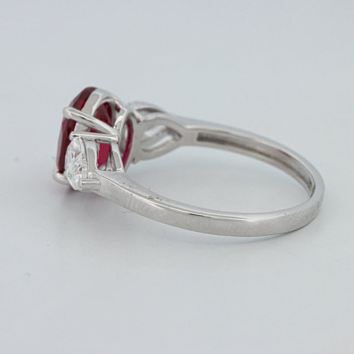 2.33 CT Red Ruby Trilogy Ring (LG) - ZIZOV DIAMONDS