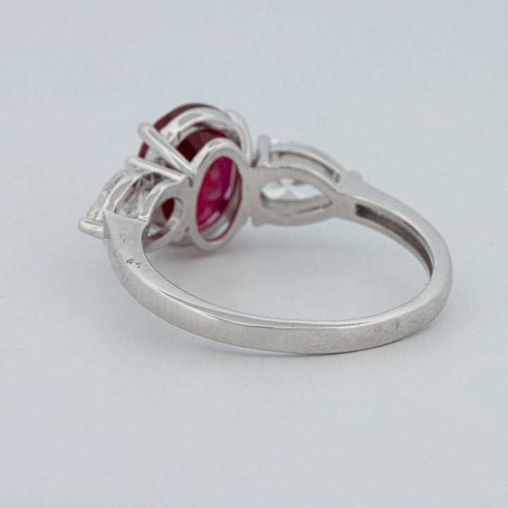 2.33 CT Red Ruby Trilogy Ring (LG) - ZIZOV DIAMONDS