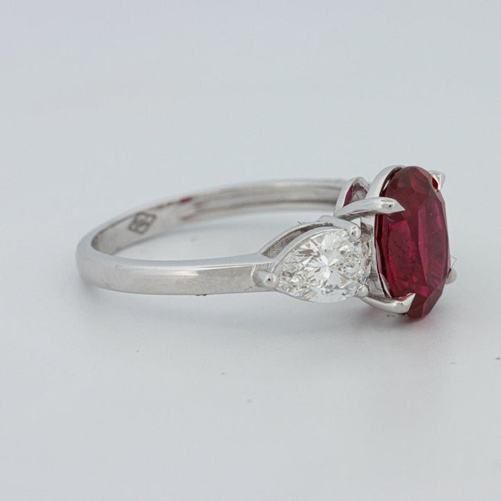 2.33 CT Red Ruby Trilogy Ring (LG) - ZIZOV DIAMONDS