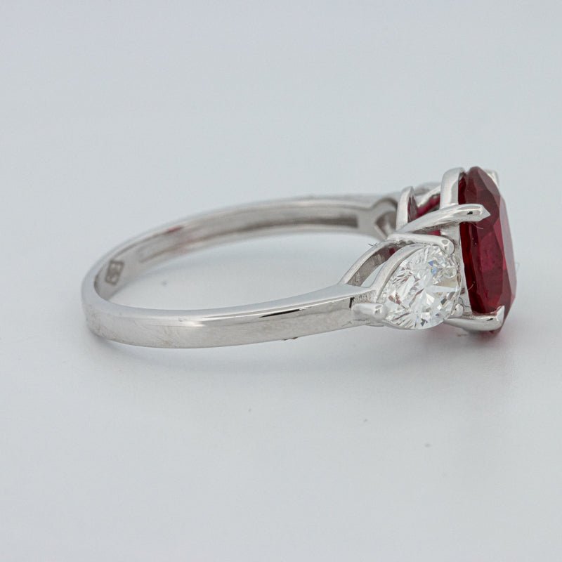 2.33 CT Red Ruby Trilogy Ring (LG) - ZIZOV DIAMONDS