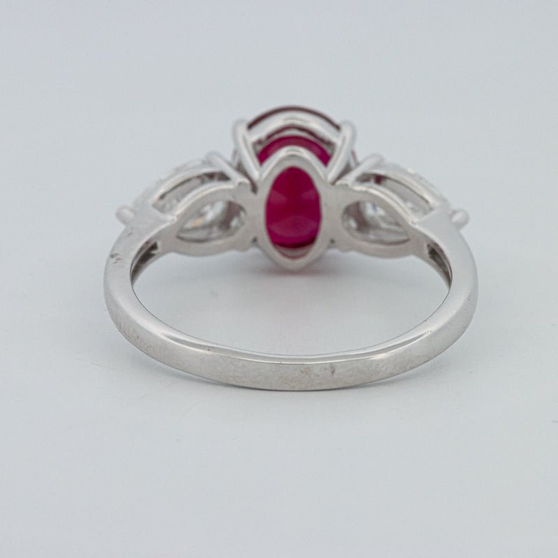2.33 CT Red Ruby Trilogy Ring (LG) - ZIZOV DIAMONDS
