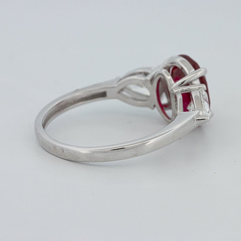 2.33 CT Red Ruby Trilogy Ring (LG) - ZIZOV DIAMONDS