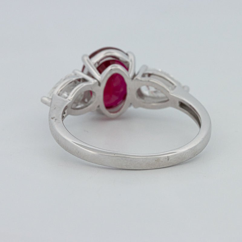 2.33 CT Red Ruby Trilogy Ring (LG) - ZIZOV DIAMONDS