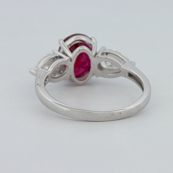 2.33 CT Red Ruby Trilogy Ring (LG) - ZIZOV DIAMONDS