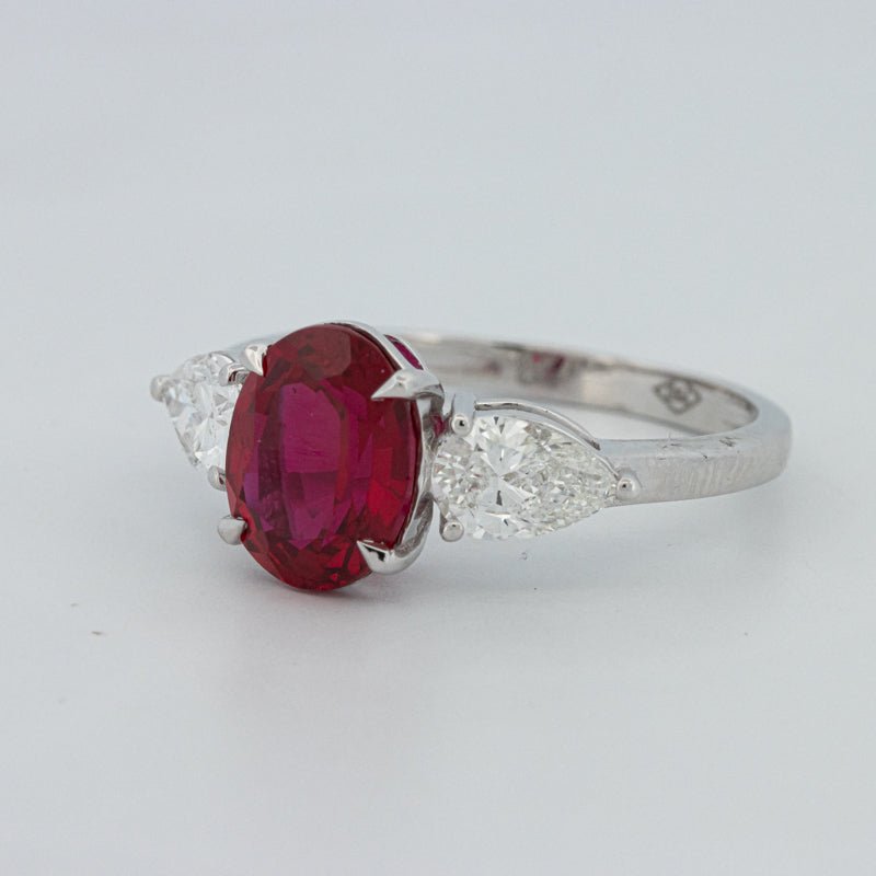 2.33 CT Red Ruby Trilogy Ring (LG) - ZIZOV DIAMONDS