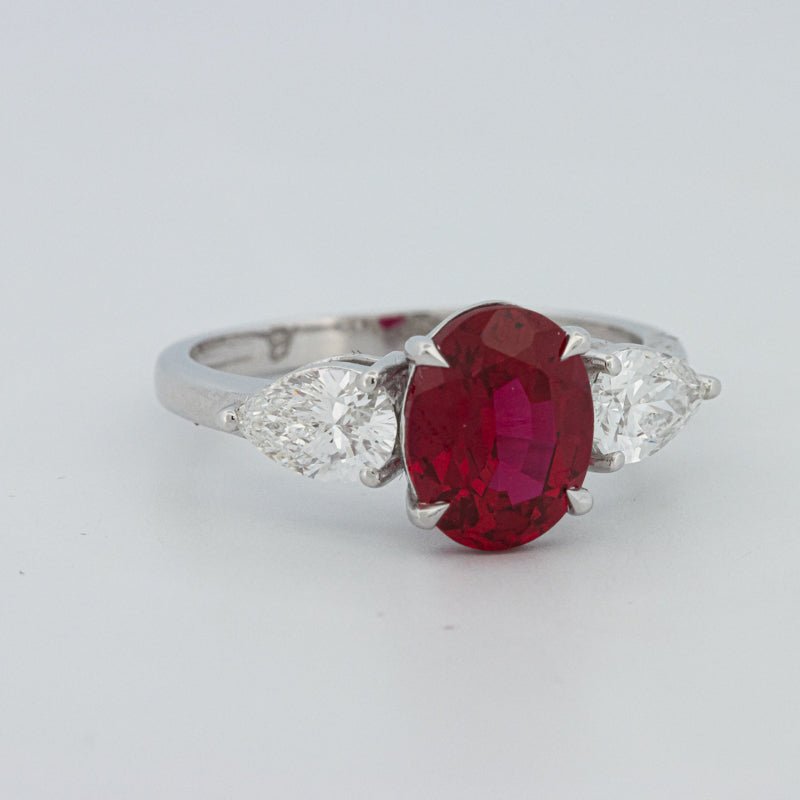2.33 CT Red Ruby Trilogy Ring (LG) - ZIZOV DIAMONDS