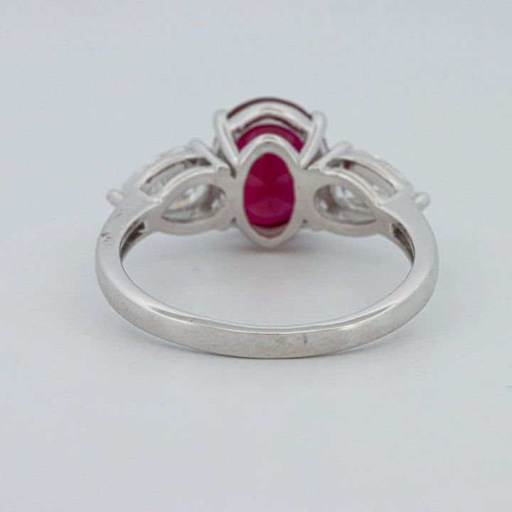 2.33 CT Red Ruby Trilogy Ring (LG) - ZIZOV DIAMONDS