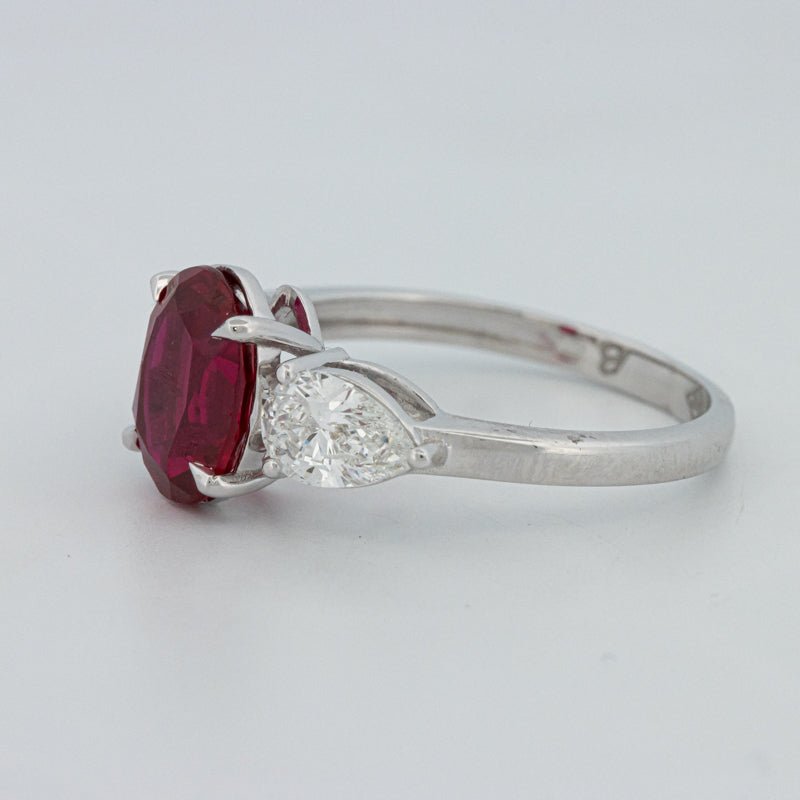 2.33 CT Red Ruby Trilogy Ring (LG) - ZIZOV DIAMONDS