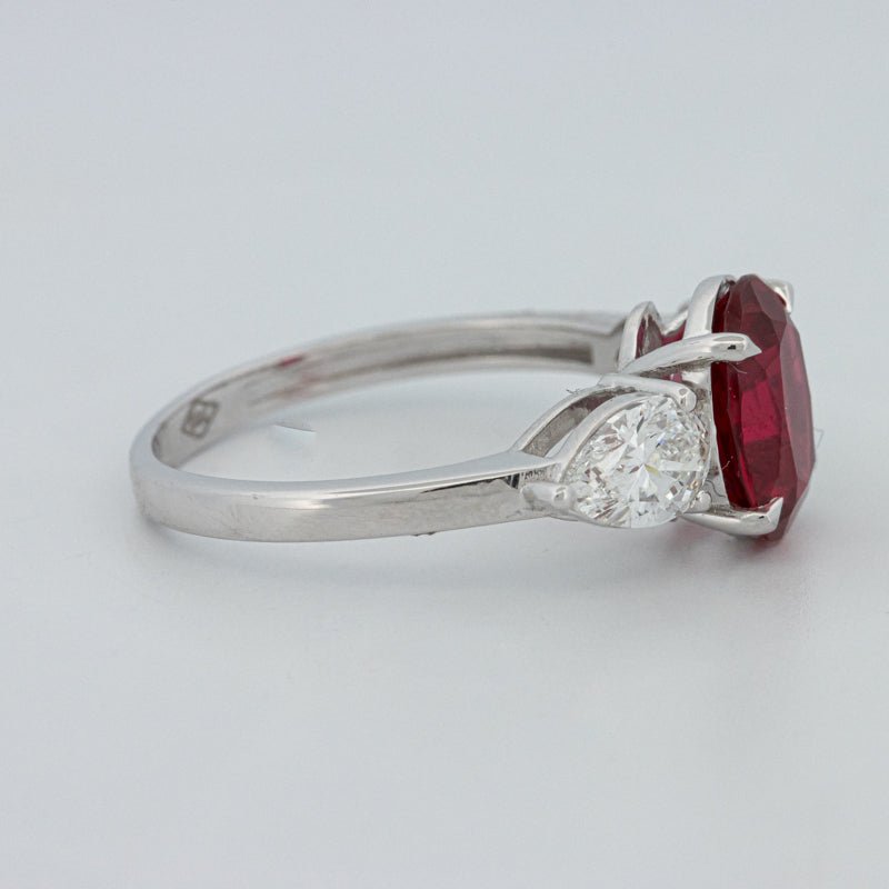 2.33 CT Red Ruby Trilogy Ring (LG) - ZIZOV DIAMONDS