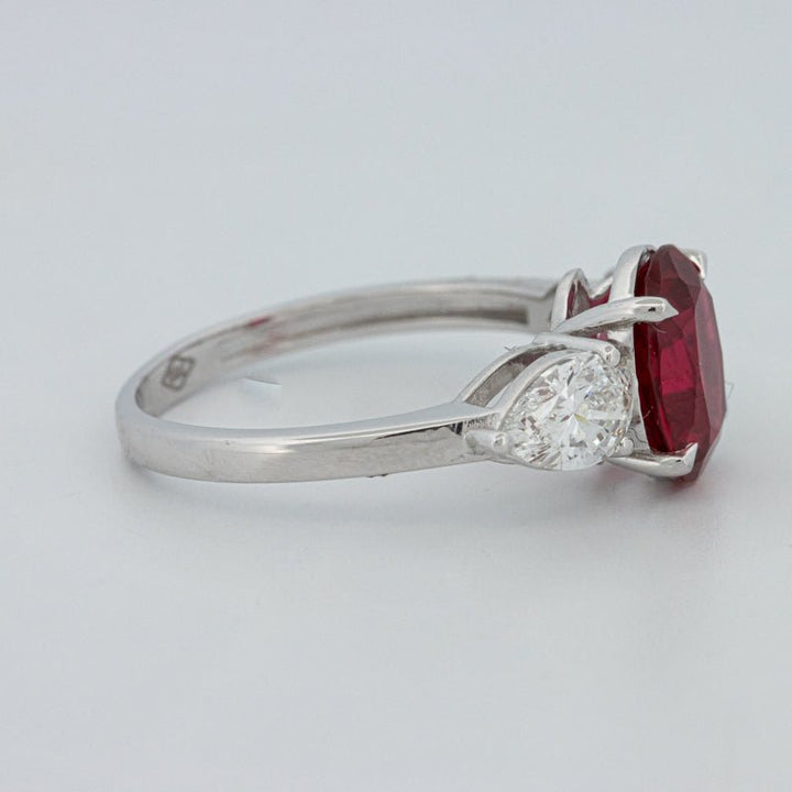 2.33 CT Red Ruby Trilogy Ring (LG) - ZIZOV DIAMONDS