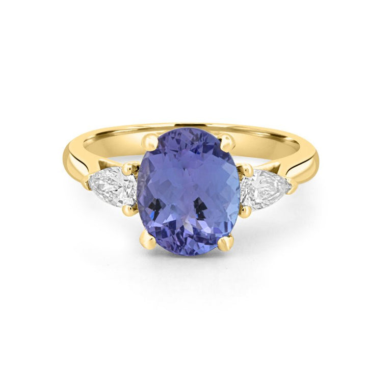 2.48 CT Oval Tanzanite Trilogy Ring - ZIZOV DIAMONDS