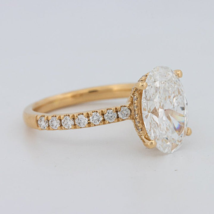 3 CT "Basket" Oval Cut Under - Halo Pavé Ring (LG) - ZIZOV DIAMONDS
