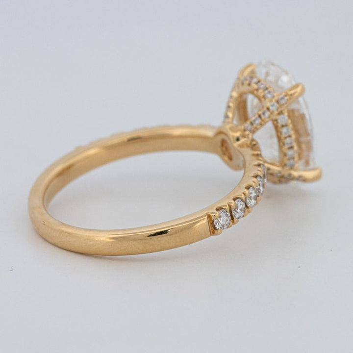 3 CT "Basket" Oval Cut Under - Halo Pavé Ring (LG) - ZIZOV DIAMONDS