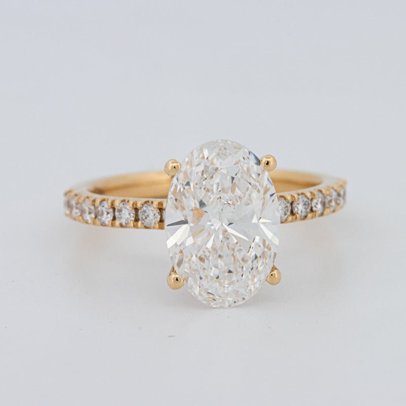 3 CT "Basket" Oval Cut Under - Halo Pavé Ring (LG) - ZIZOV DIAMONDS