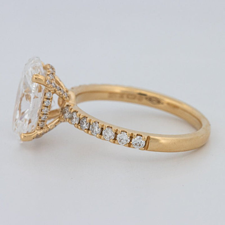 3 CT "Basket" Oval Cut Under - Halo Pavé Ring (LG) - ZIZOV DIAMONDS