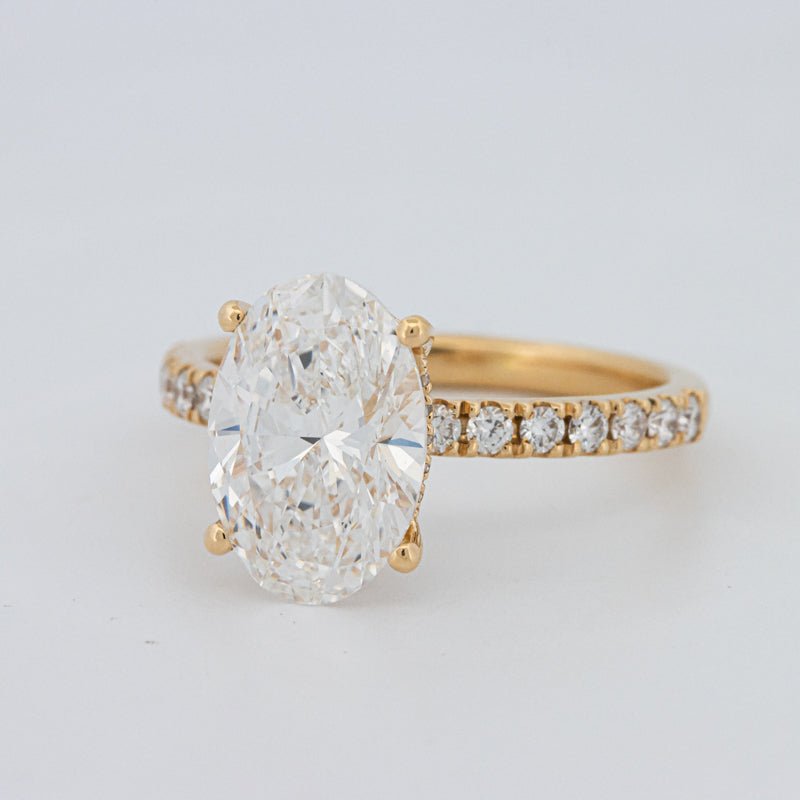 3 CT "Basket" Oval Cut Under - Halo Pavé Ring (LG) - ZIZOV DIAMONDS