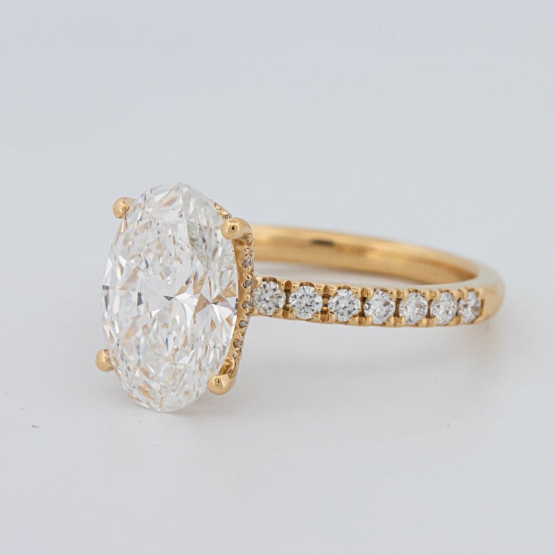 3 CT "Basket" Oval Cut Under - Halo Pavé Ring (LG) - ZIZOV DIAMONDS