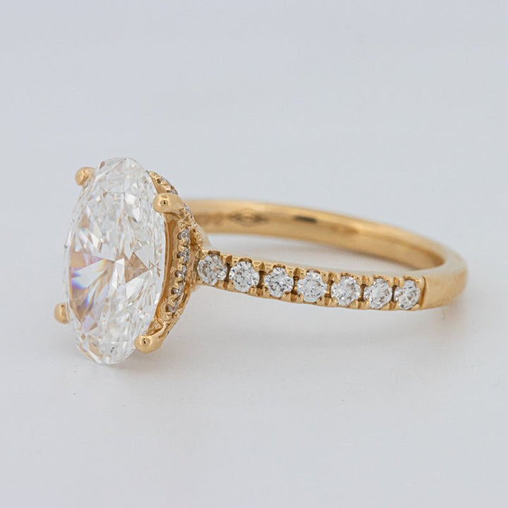3 CT "Basket" Oval Cut Under - Halo Pavé Ring (LG) - ZIZOV DIAMONDS