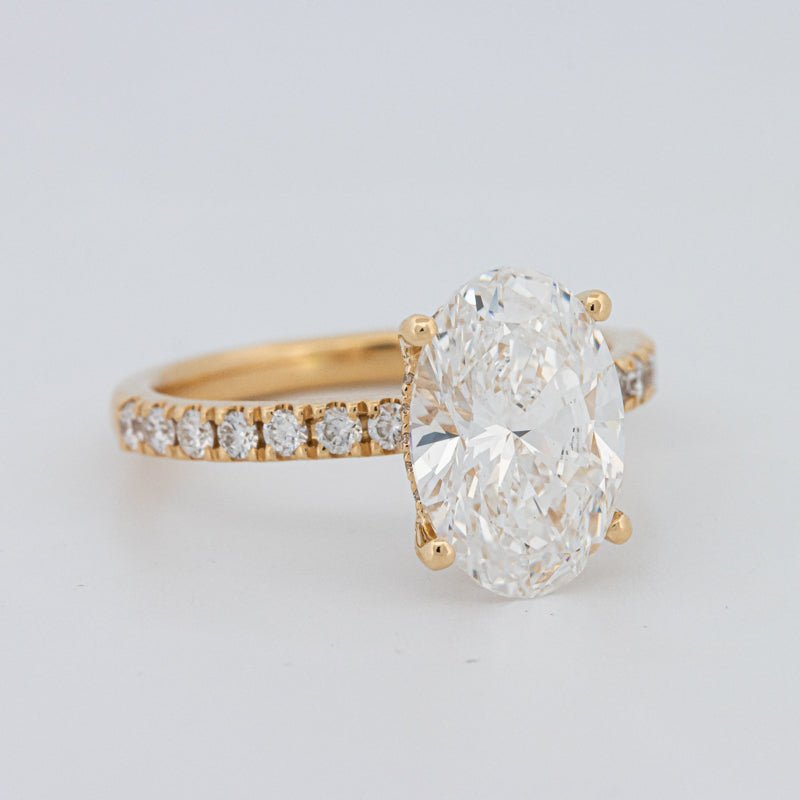 3 CT "Basket" Oval Cut Under - Halo Pavé Ring (LG) - ZIZOV DIAMONDS