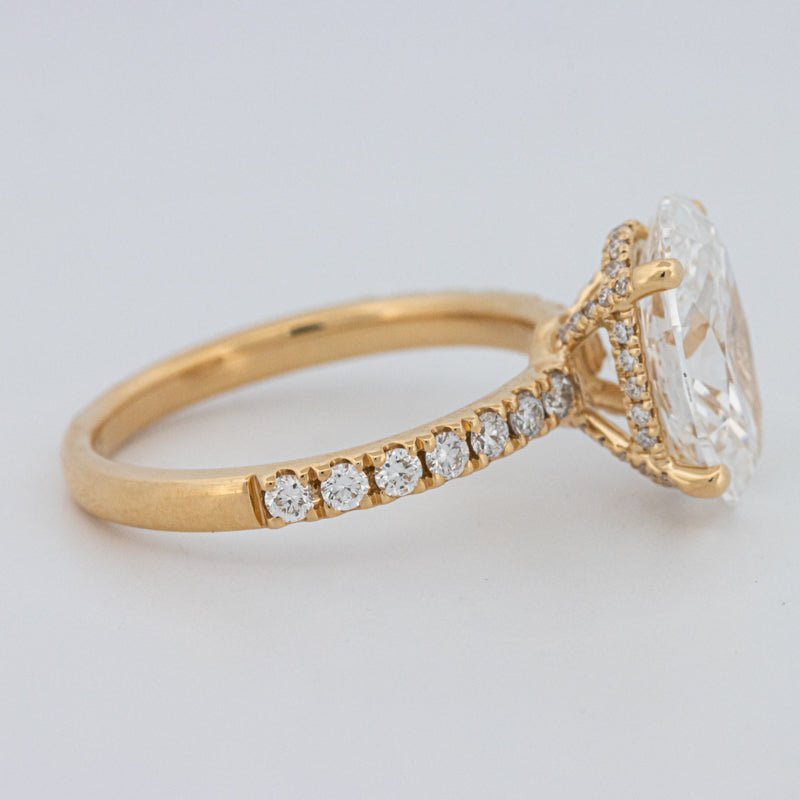 3 CT "Basket" Oval Cut Under - Halo Pavé Ring (LG) - ZIZOV DIAMONDS