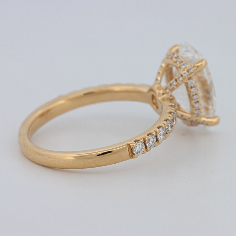 3 CT "Basket" Oval Cut Under - Halo Pavé Ring (LG) - ZIZOV DIAMONDS