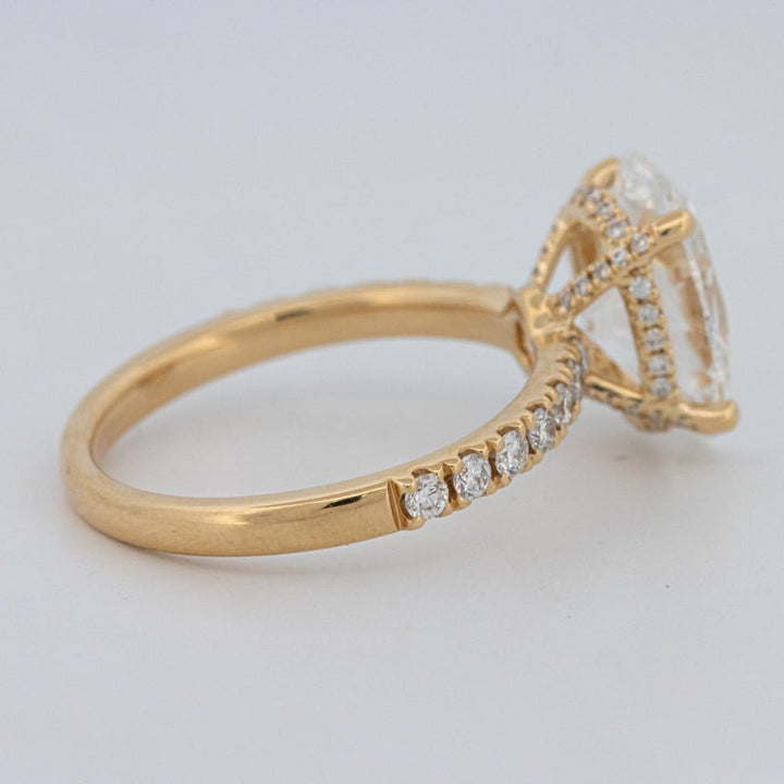 3 CT "Basket" Oval Cut Under - Halo Pavé Ring (LG) - ZIZOV DIAMONDS