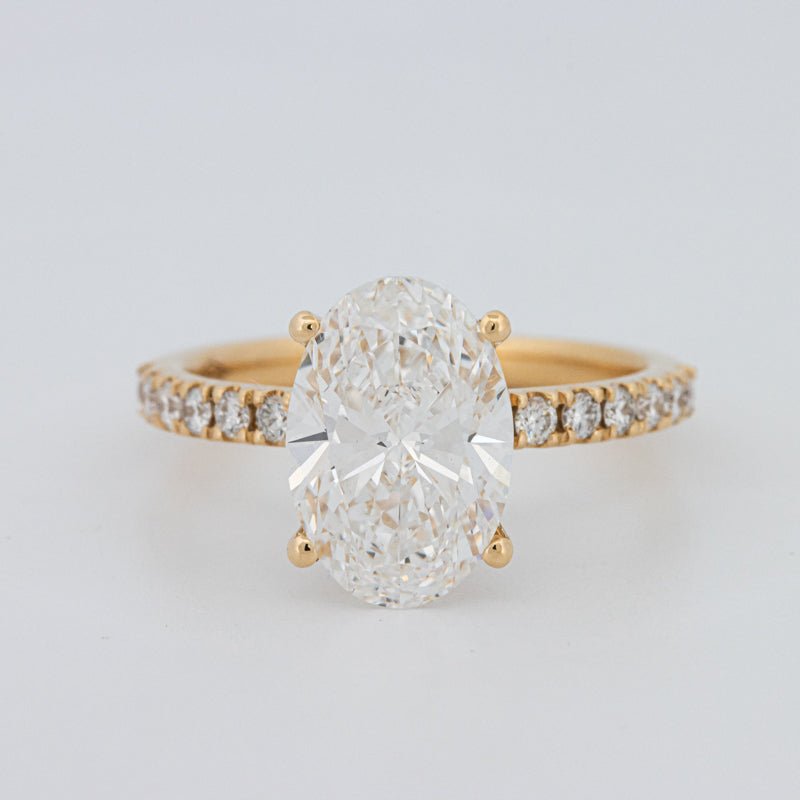 3 CT "Basket" Oval Cut Under - Halo Pavé Ring (LG) - ZIZOV DIAMONDS