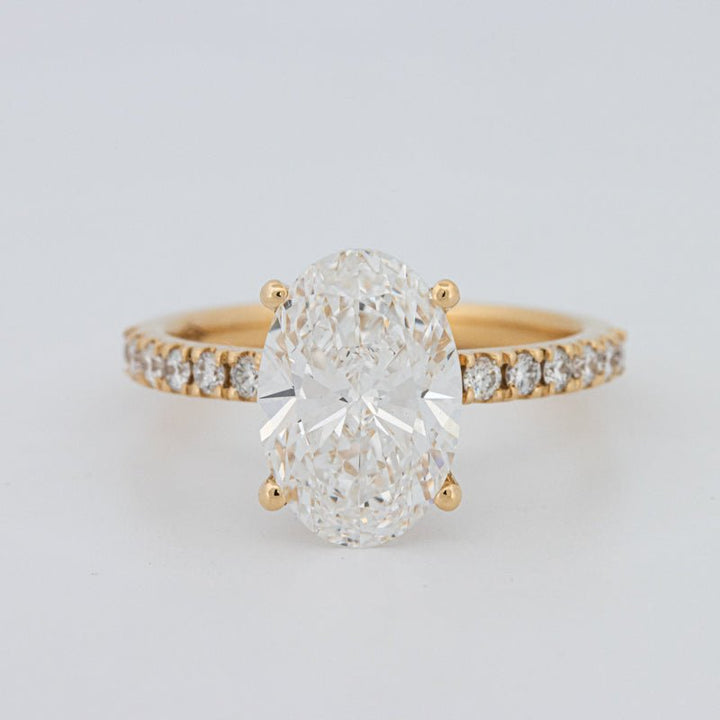 3 CT "Basket" Oval Cut Under - Halo Pavé Ring (LG) - ZIZOV DIAMONDS